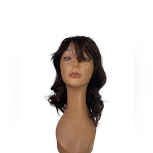 Black Short Wig with Bangs Human hair 17”